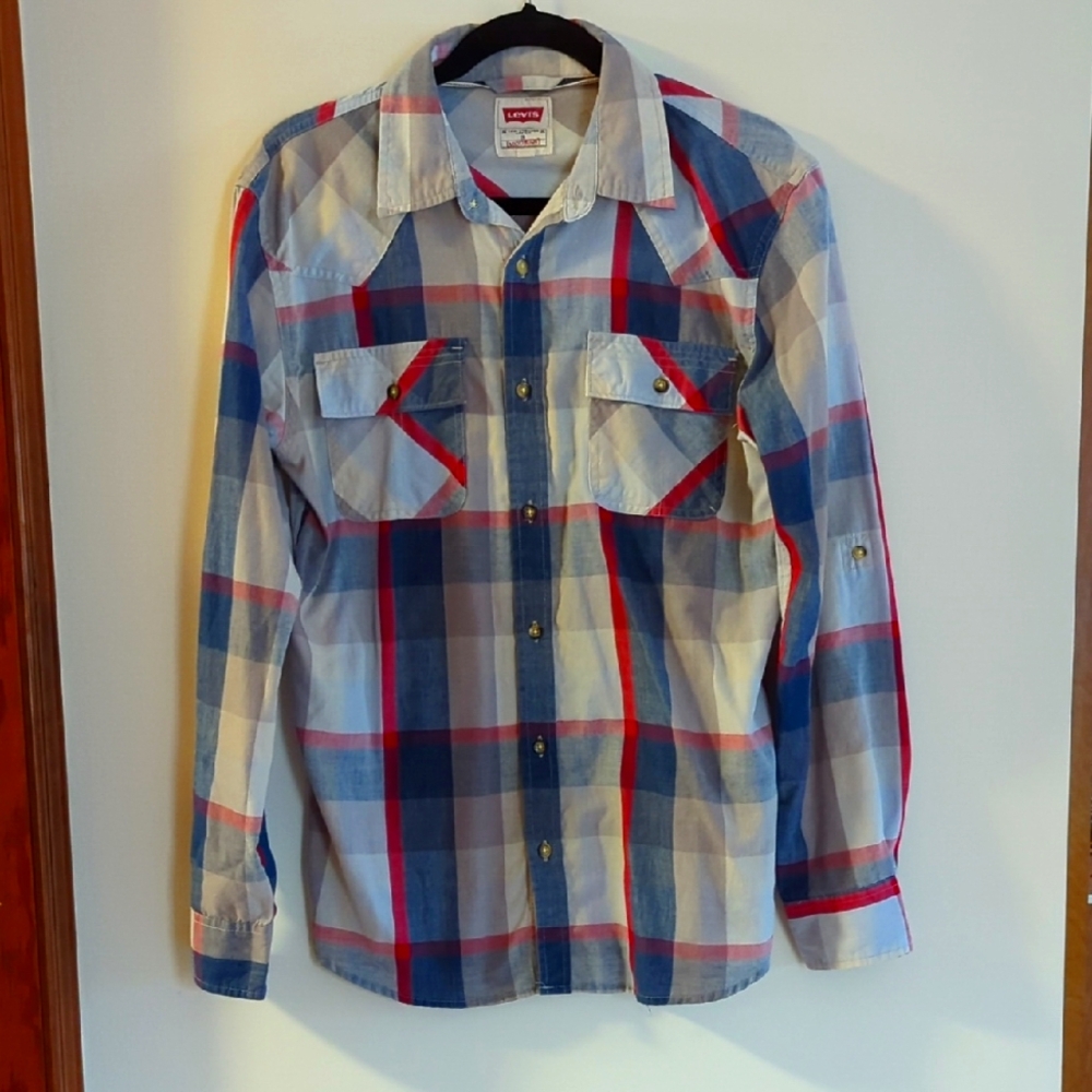 Levi's small Men's Blue and Red Plaid Shirt
